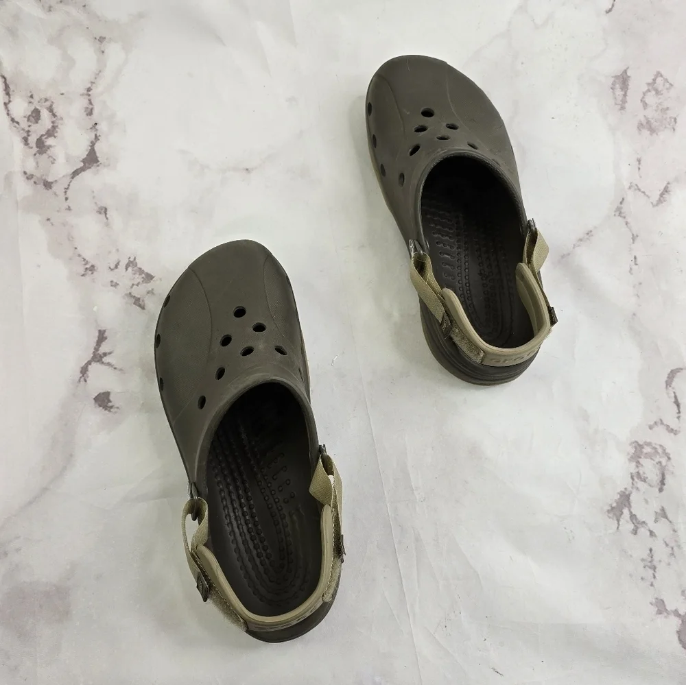 Crocs Sandal Womens 11 Mens Size 9 Brown All Terrain Shoe Sport Adjustable